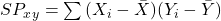  \ SP_x_y = \sum {(X_i - \bar {X})}{(Y_i - \bar {Y})}  