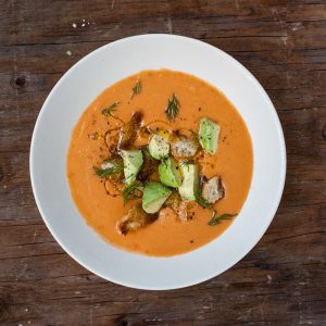 a picture of a gazpacho, a tomato soup