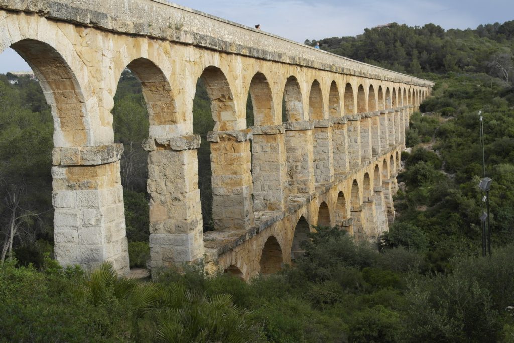 a Roman aqueduct in the hills outside of Tarragona, Spain.