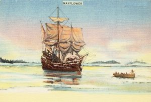 The Mayflower arrives to Plymouth