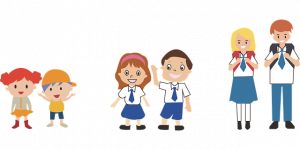 Clip art of students of different ages smile