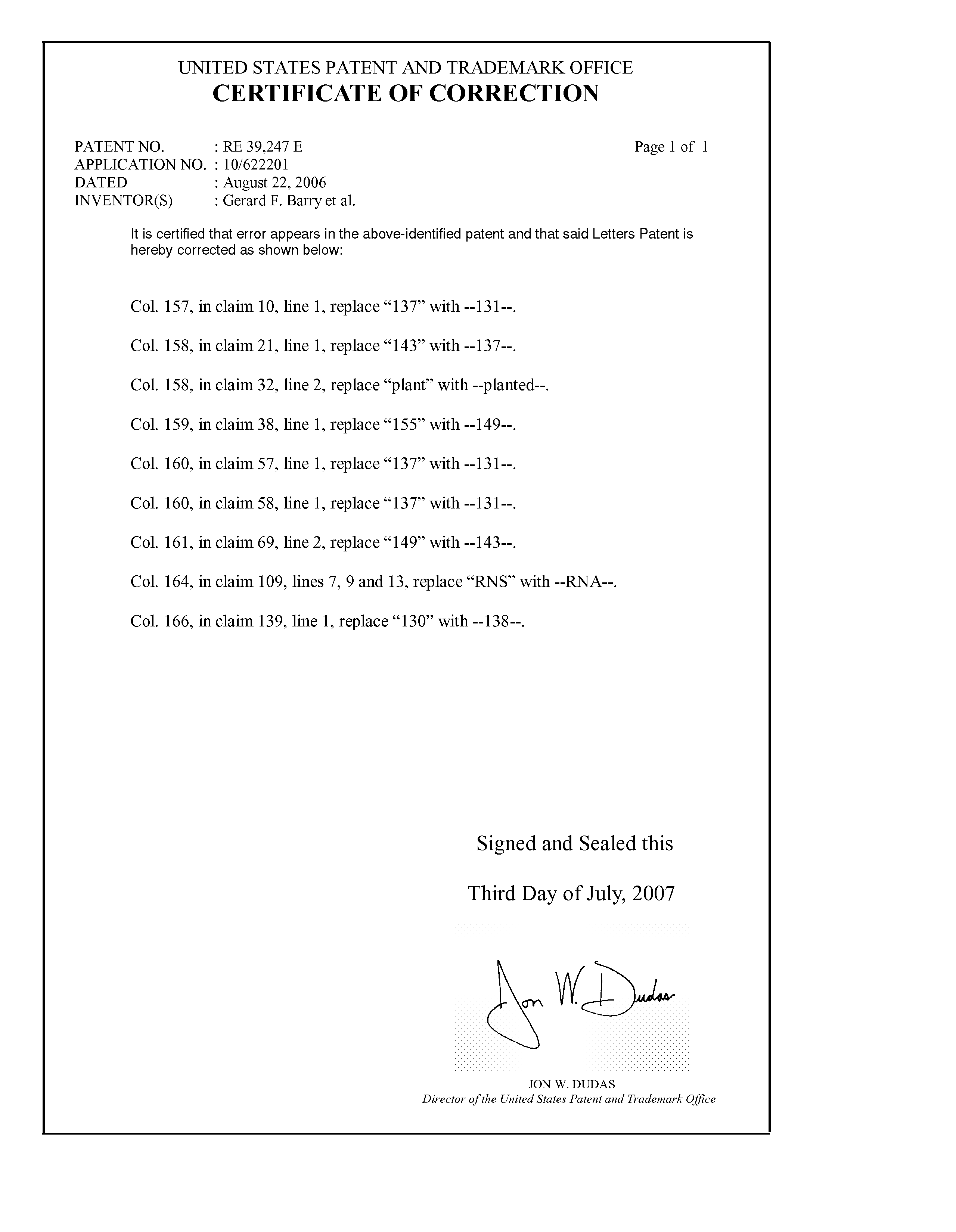 Patent RE 39,247 page 11.