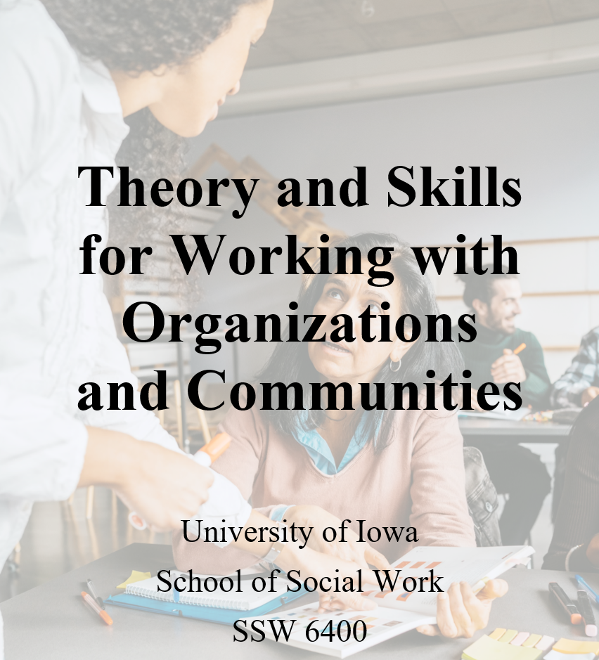 Cover image for SSW 6400 Fall 2023: Theories and Skills for Working with Organizations and Communities