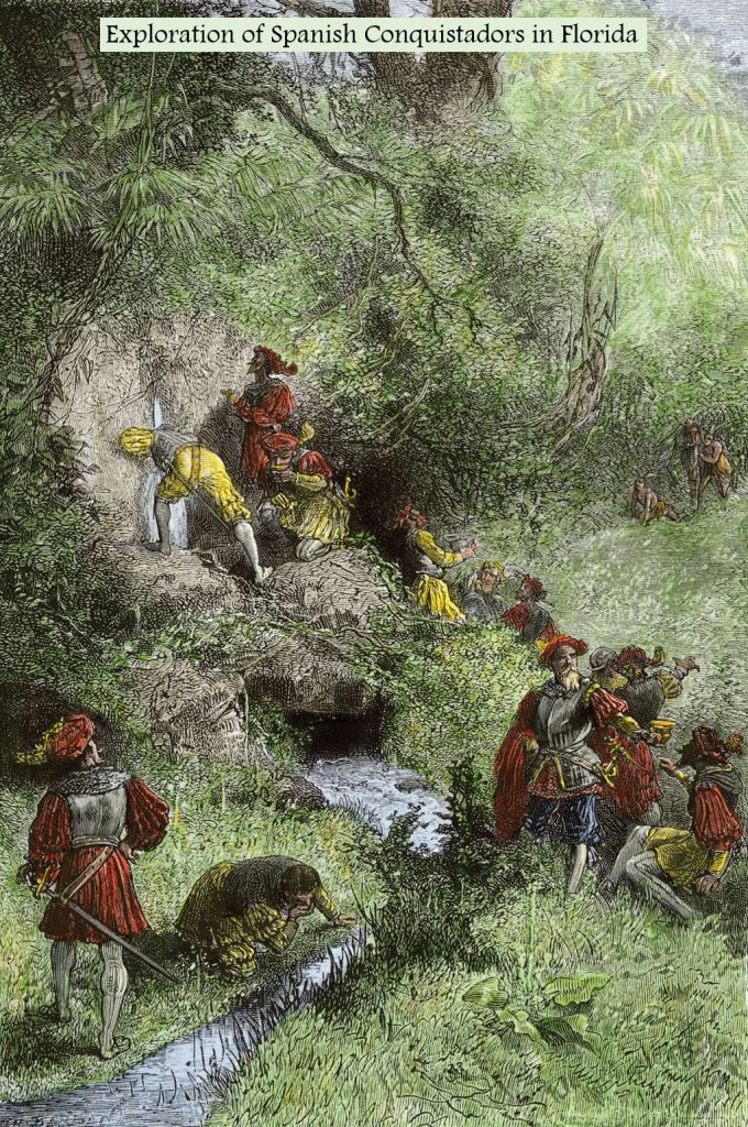 Spanish conquistadors explore Florida in search of the fountain of youth