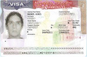 Visa sample to enter to the United States.