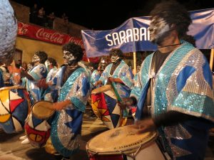Comparsas parade in the Uruguayan carnaval in Montevideo