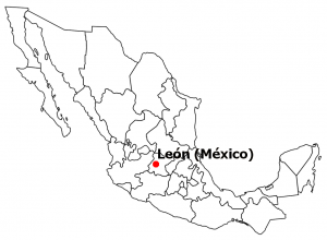 Map of Mexico highligting the location of the city of Leon