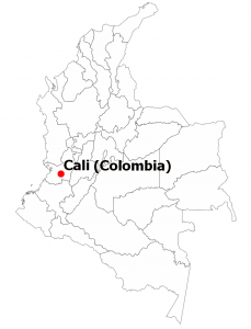 Map of Colombia highligting the location of the city of Cali